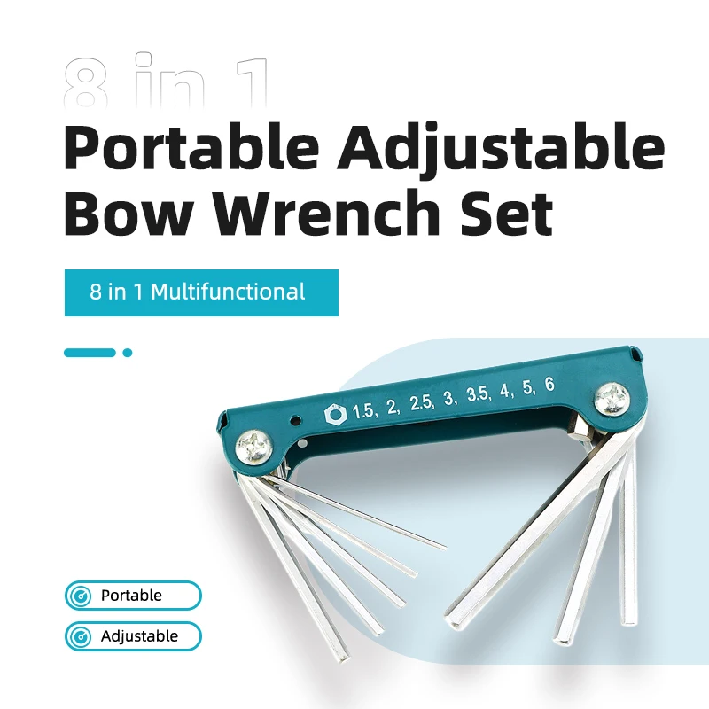 

8 in 1 Multifunctional Hexagonal Flat Head Wrench Adjustable Bow Wrench Set Portable Household Hardware Maintenance Tool
