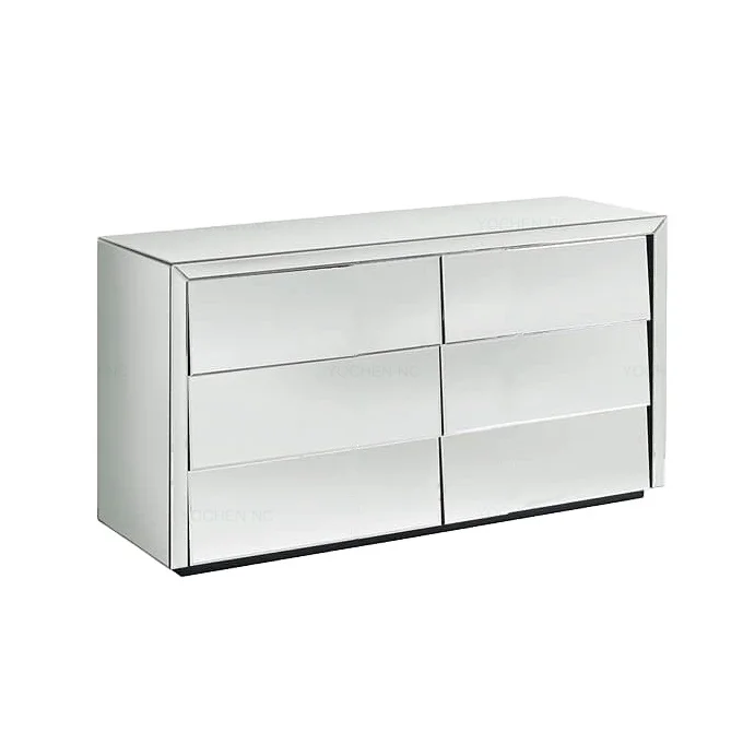 

modern living room furniture 6 drawers mirrored storage cabinet