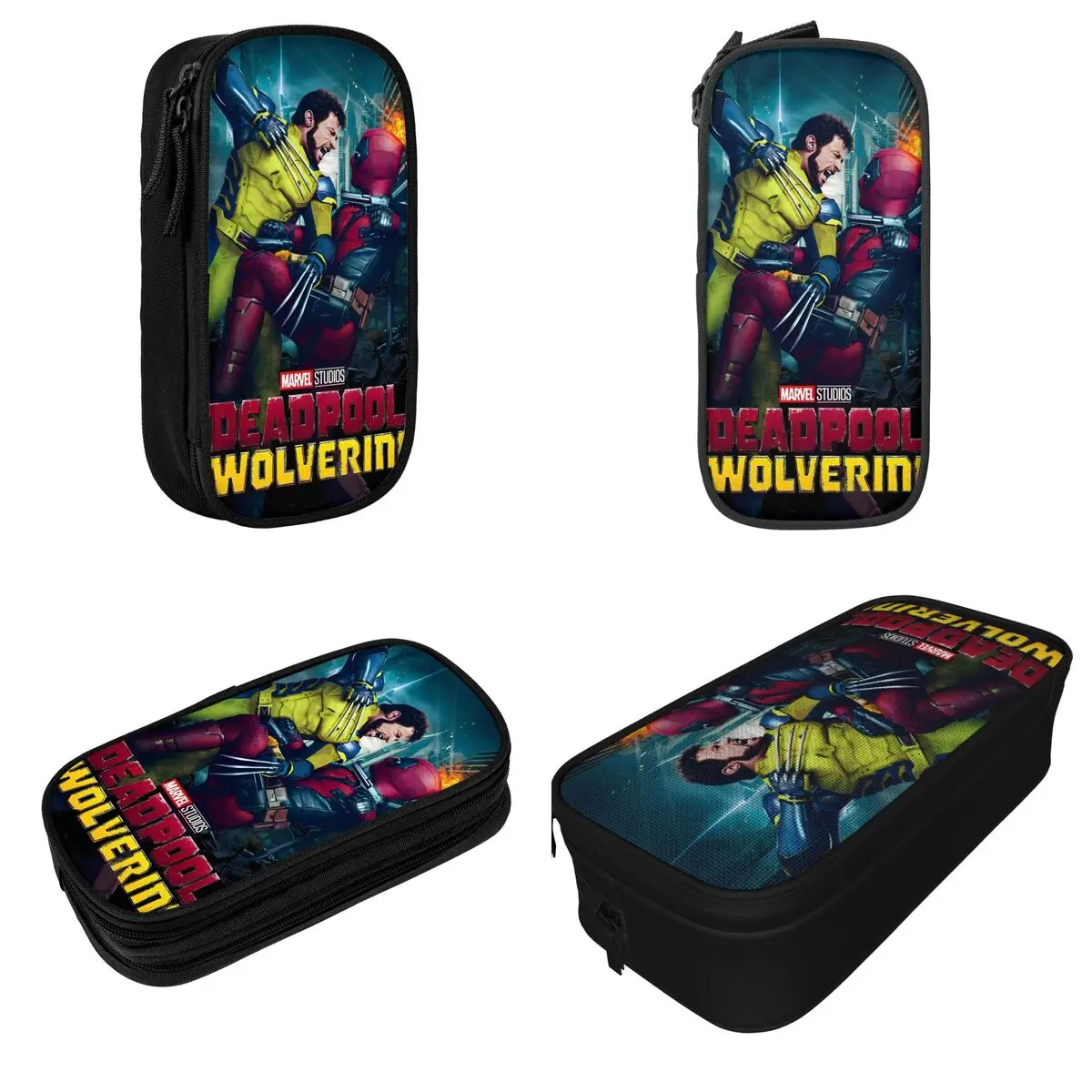 Deadpool & Wolverine Poster Pencil Case Cartoon Anime Pen Holder Bags Kids Large Storage Students School Gift Pencil Pouch