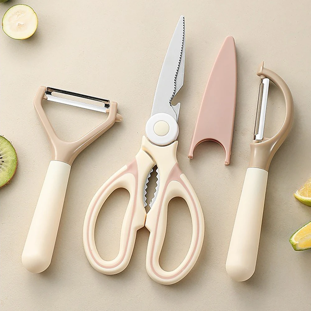 

Peeler Panda Scissors 2-piece Set Kitchen Vegetable and Fruit Multifunctional Stainless Steel Peeling Knife 3-piece Set