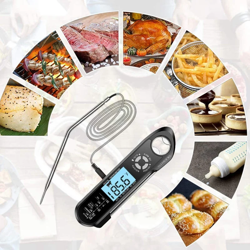 Meat Thermometer Dual Probe Instant Read Food Meat Thermometers For Cooking With Alarm Function And Backlight