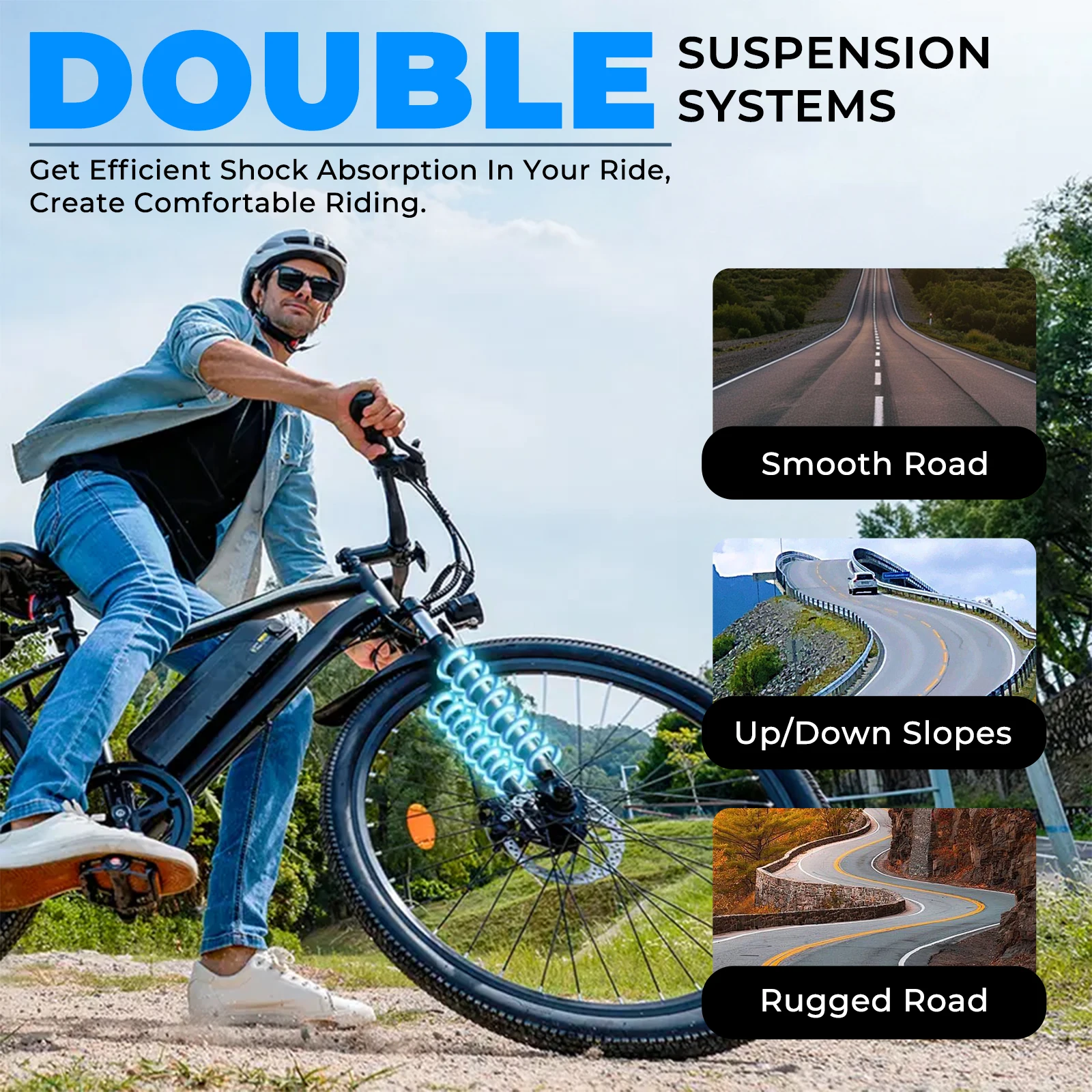 الكبار دراجة كهربائية 26Linch 36V 10.4AH 19.9Mph انفصال بطارية دراجة كهربائية المزدوج امتصاص الصدمات 7 سرعات دراجة هوائية جبلية #5