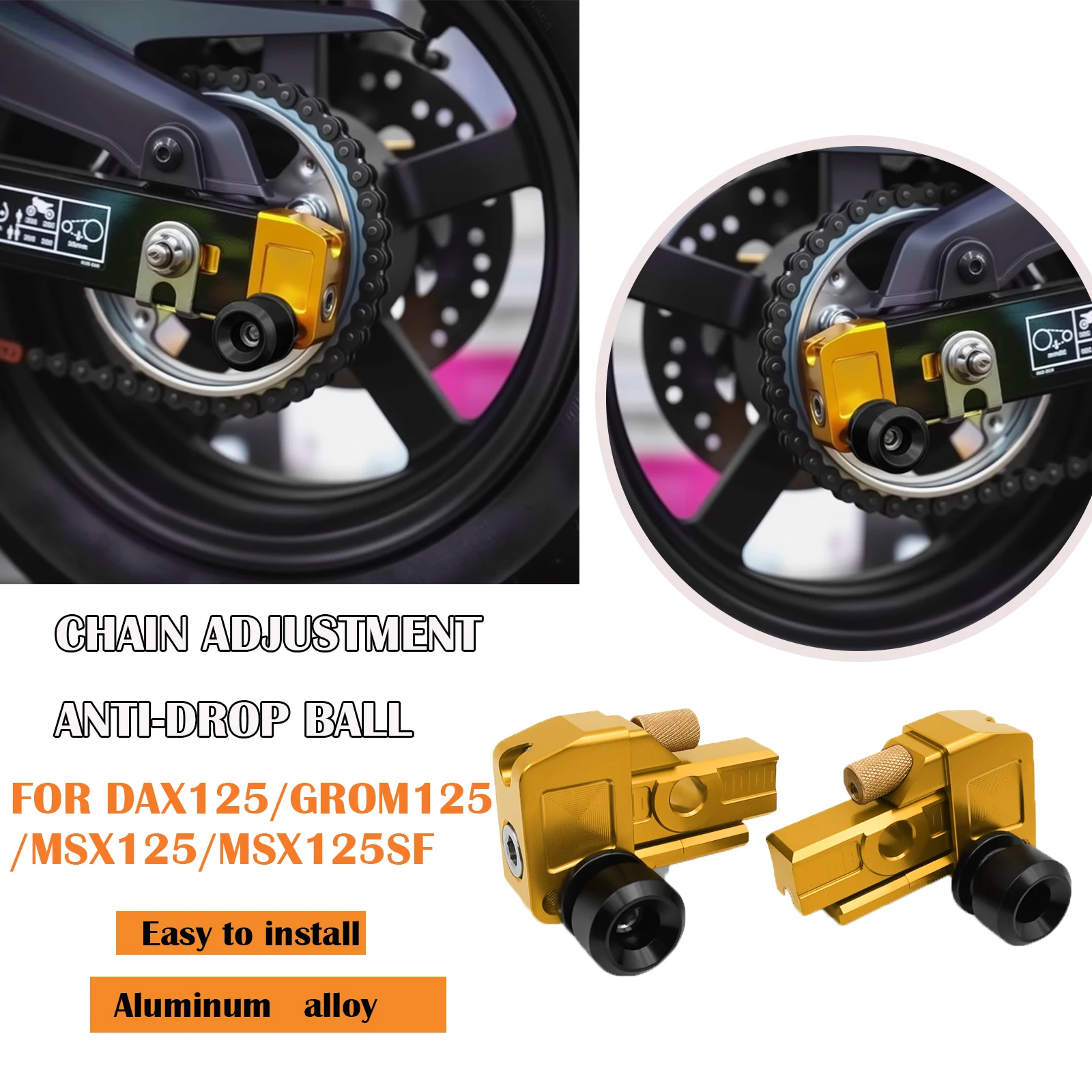 

Для HONDA DAX125 MSX125 GROM 125 MSX125SF 2021 2022 2023 2024 модифицированный регулятор цепи для мотоцикла, аксессуары для парковочного шара