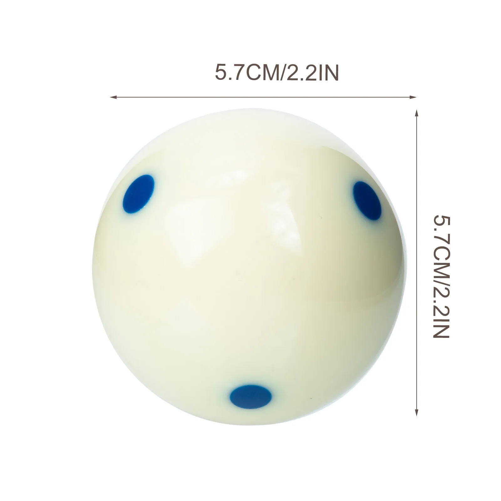 Professional Cue Ball Billiard White Resin Scratch Impact Resistant Training Ball with Embedded 6 Dots for Pool Game Practice