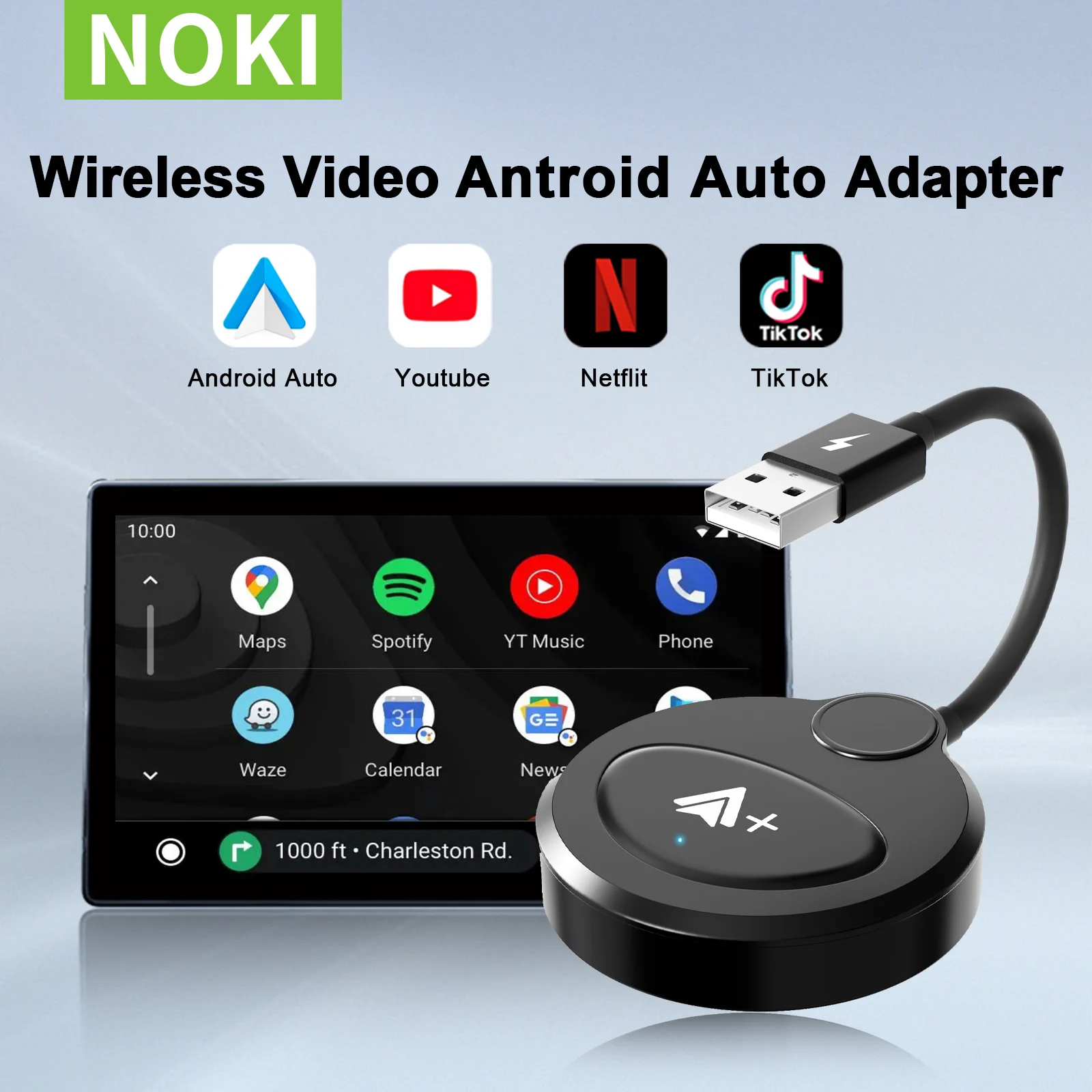 Wireless Android Auto Adapter/Dongle for OEM Factory Wired Android Auto Cars Converts Wired to Wireless Easy Setup Plug & Play