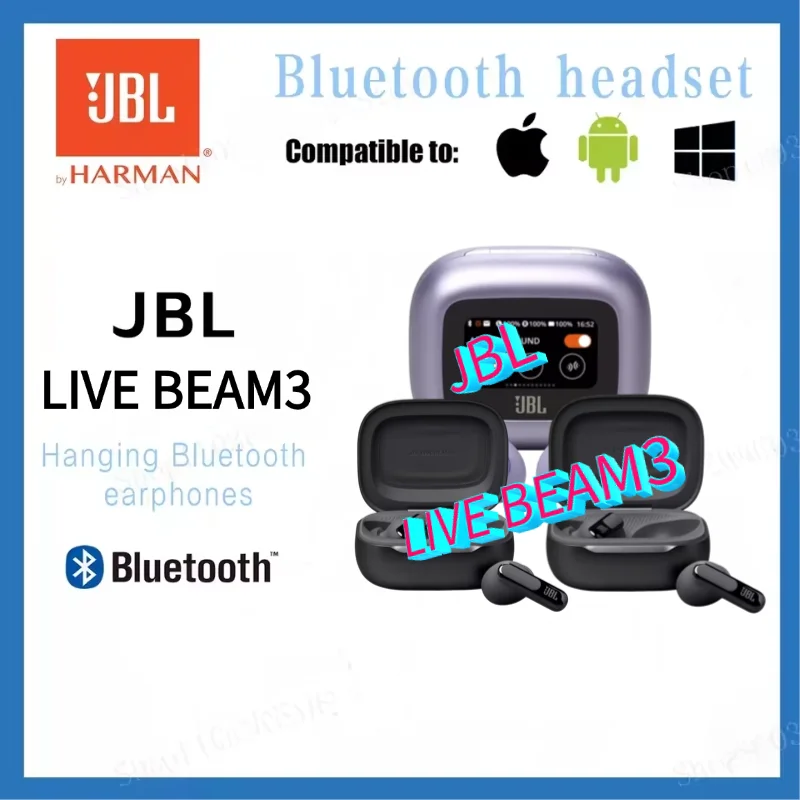 Écouteurs intra-auriculaires sans fil JBL Live Beam 3 avec réduction de bruit, 6 microphones pour une communication parfaite, étanches IP55