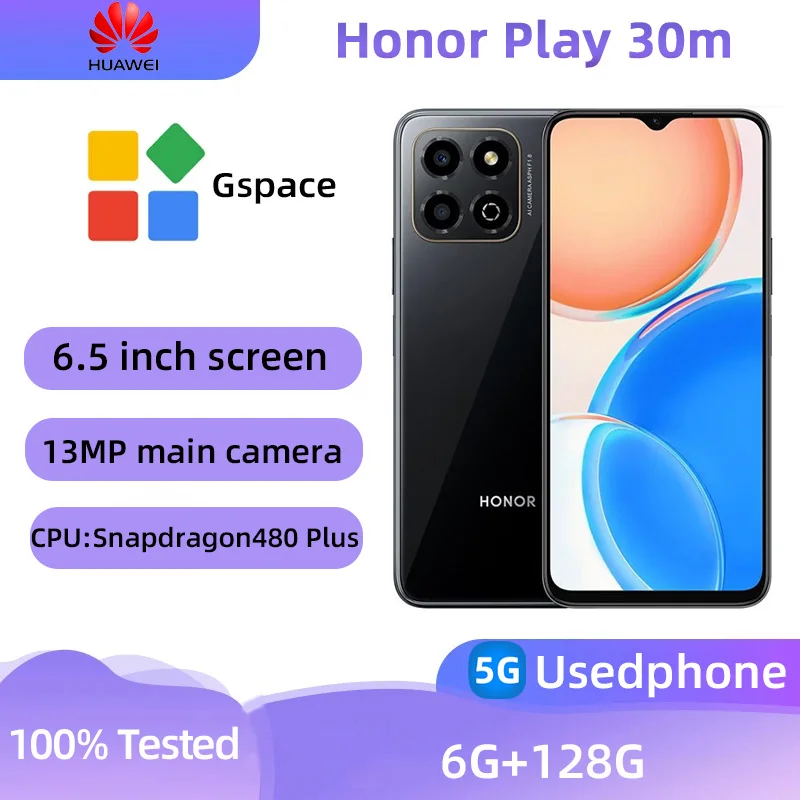 Honor Play 30m 5G SmartPhone CPU Qualcomm Snapdragon 480Plus Battery capacity 5000mAh  13MP  Camera  original used phone