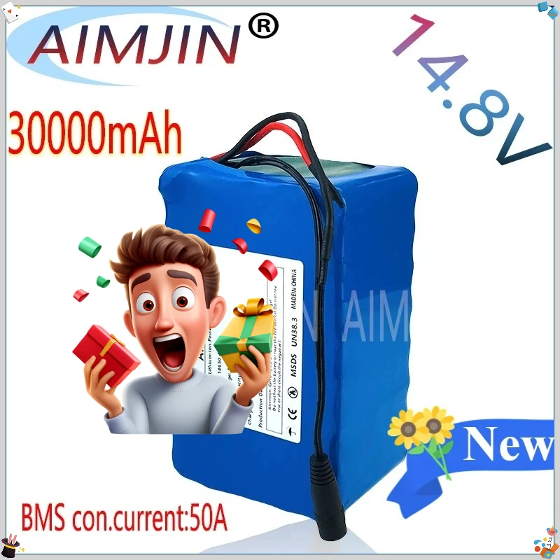 14.8V 30Ah 18650 4S10P 444Wh Lithium-ion Power Battery withBMS for Inverter Smart Robot High-power Equipment Etc