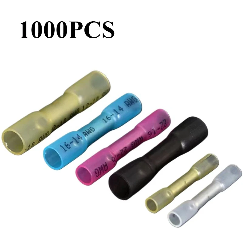 

1000 шт. термоусадочных изоляционных водонепроницаемых обжимных клемм, герметичных соединителей для электрических проводов 22-18 AWG