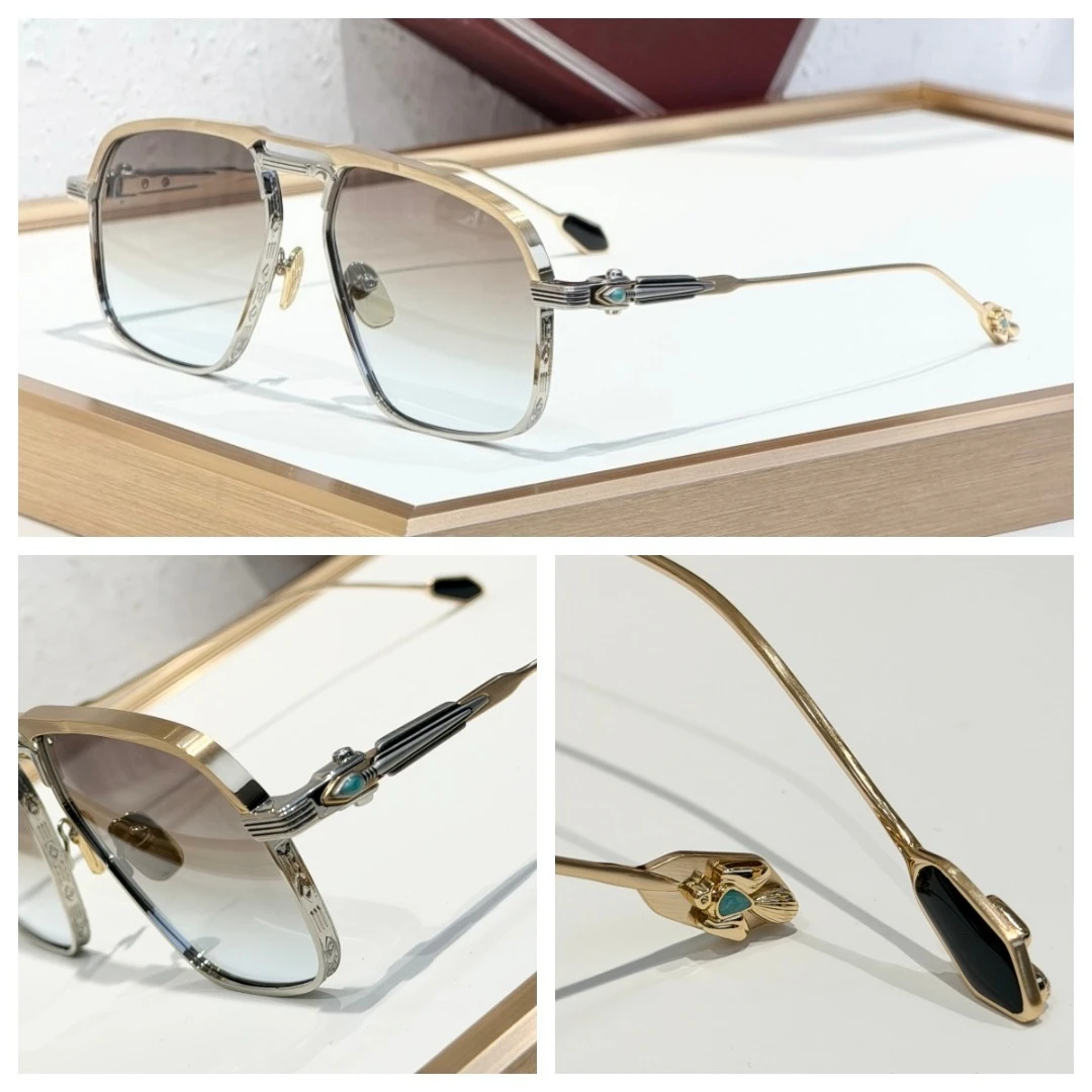LABARGE Large Square Sunglasses Alloy Frame UV400 Vintage Business Casual High Quality Handmade Shades for Men Women with Case