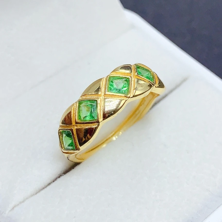 Certified 925 Silver Natural Emerald Ring 3mm Genuine Colombian Emerald Silver Fine Jewelry May Birthstone Ring Gift for Wife