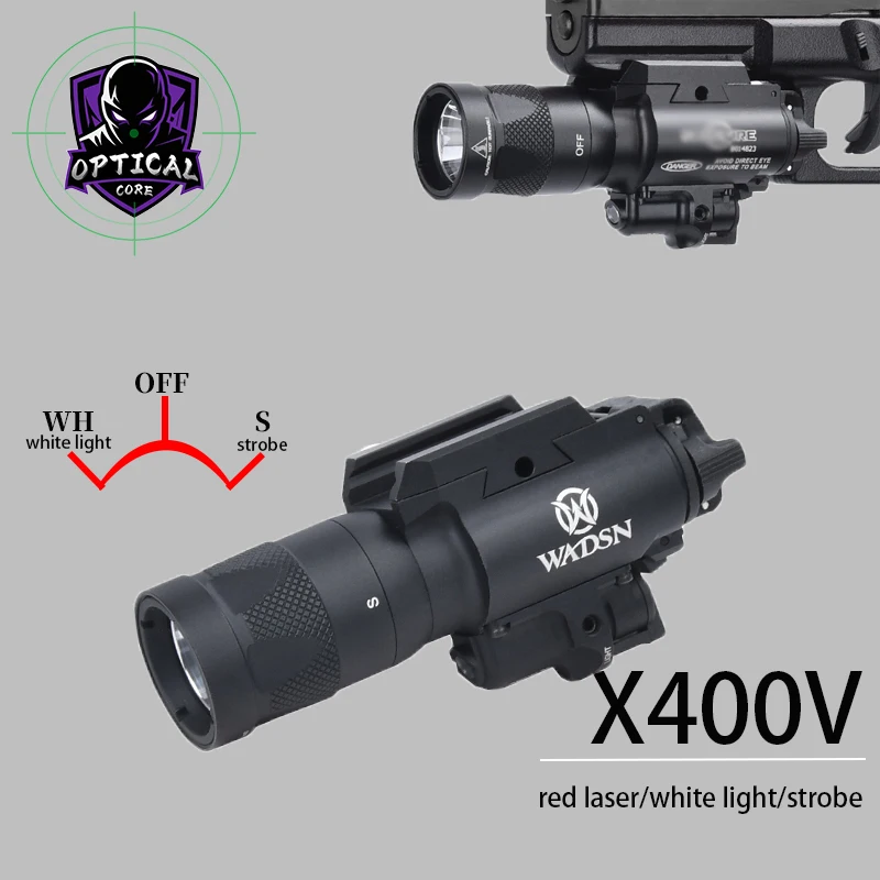 

WADSN X400V X400 Flashlight RED GREEN Laser Sight & White LED Light Strobe Hanging Lamp Airsoft Hunting Outdoor Tactical Equip