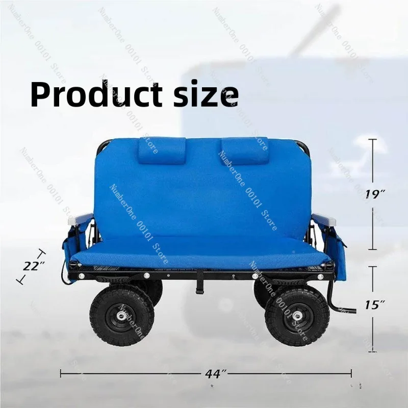 3-in-1 8 Fold Folding Wagon Cart Convertible Reclining Bench Outdoor Hand Pull Cargo Trolley