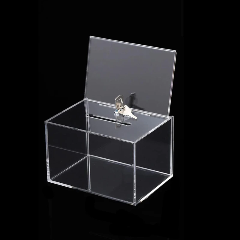 APPLIA-Transparent Donation Box With Lock Money Collection Box Ballot Box Suggestion Box
