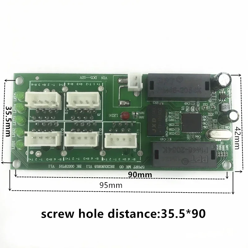 Papan sirkuit sakelar ethernet port untuk modul 10/100mbps 5 papan PCBA switch eternet OEM switch eternet 12V