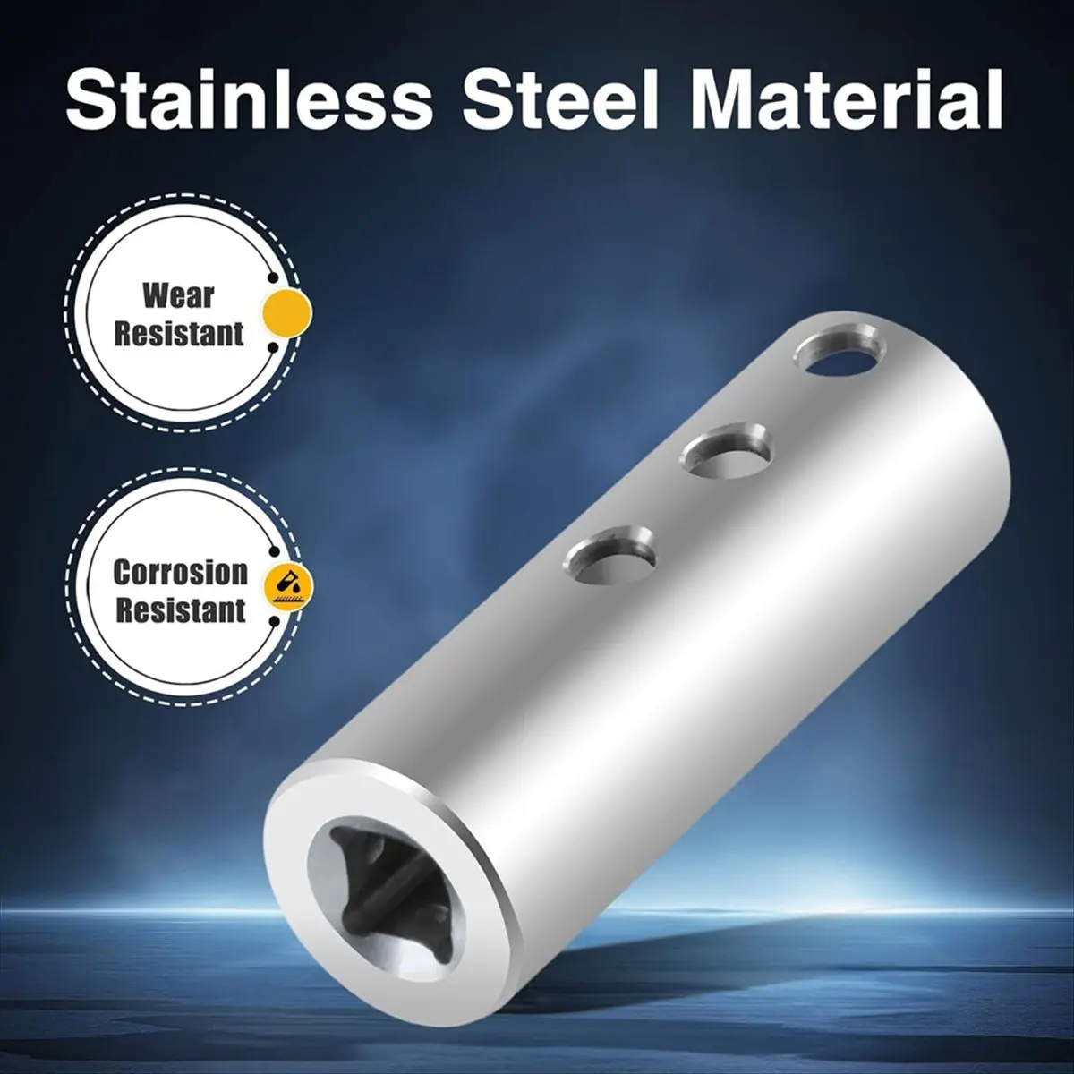 REST Stainless Steel Trailer Jack Electric Drill Adapter with 2pc 1/2inch Socket Adapter Bit Compatible with Jack Drive Shaft