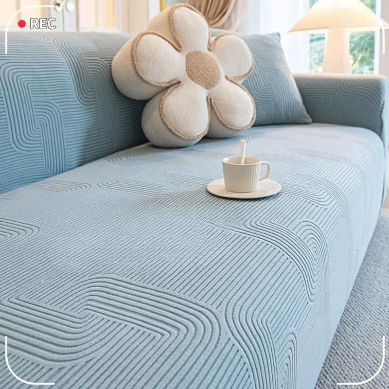 Solid Color 1/2/3/4 Seat Sofa Covers for Living Room Elastic Milk Silk Cover Corner Couch Slipcovers Chair Furniture Protector