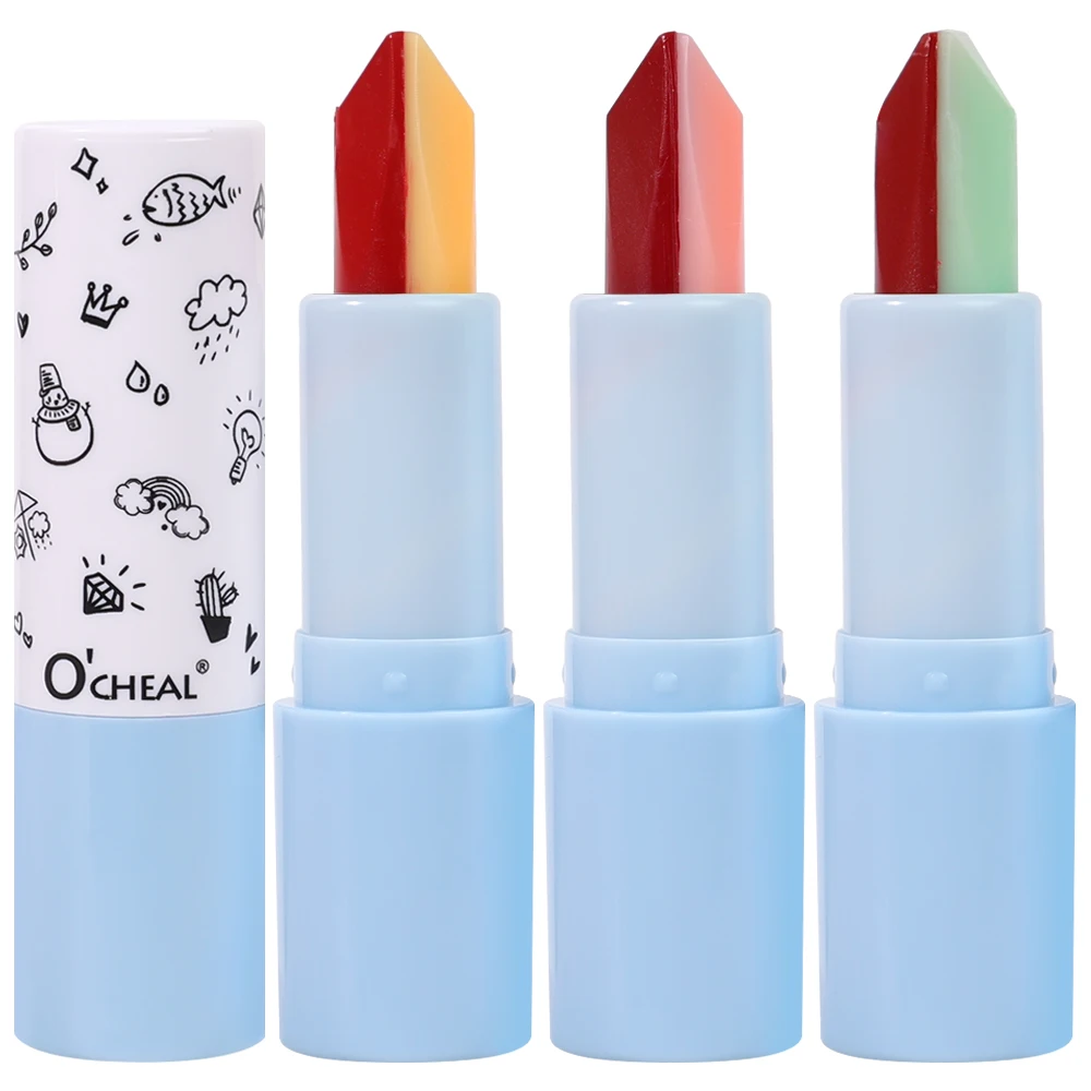 Batom com Mudança de Cor Quente, Bálsamo Labial Hidratante, Nutritivo Impermeável, 2 em 1 Lip Gloss, Lábios Cosméticos, Longa Duração