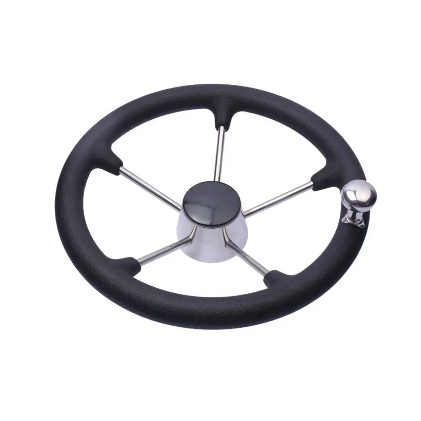 Marine Stainless Steel Boat Steering Wheel 9108SBF (11 inch -280mm) Black Foam Boat Steering Wheel Marine Hardware Accessories