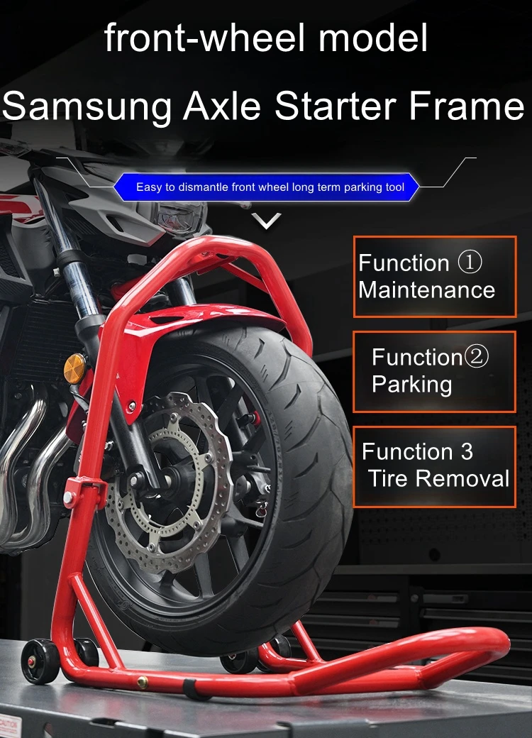 Motorcycle Heavy Duty Front Wheel Lifter Parking Rack Mount Maintenance Repair Tool