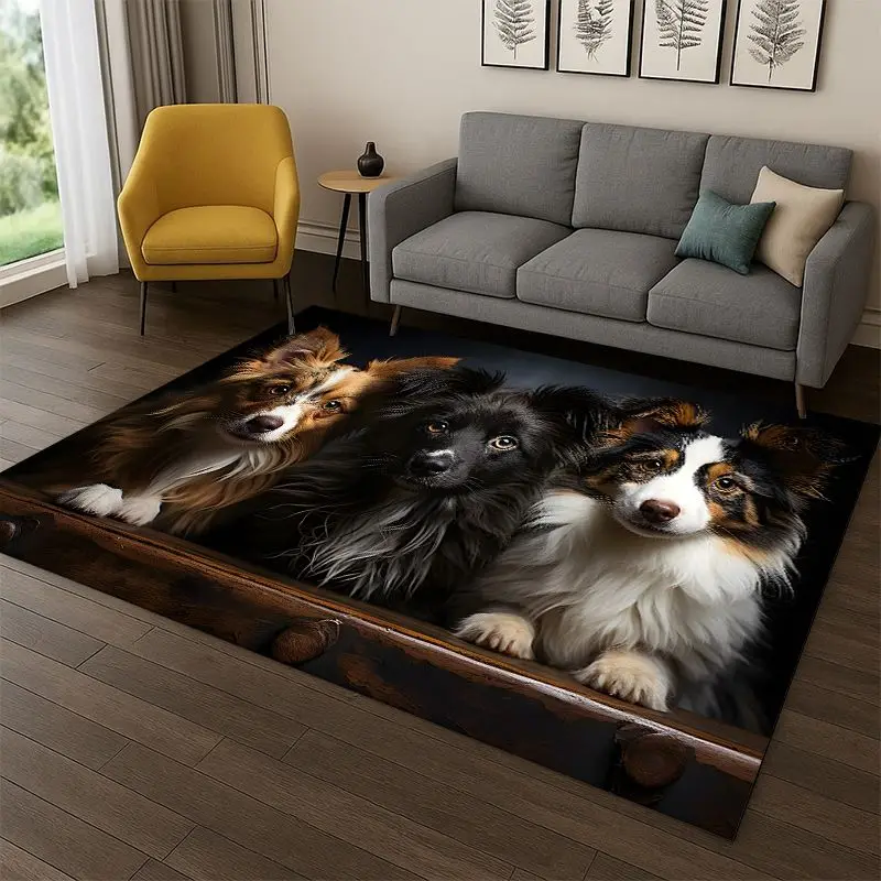 Cute Dog Puppy Cartoon Carpet Rug for Bedroom Living Room Sofa Playroom Doormat Home Decor,Kid Game Area Rug Non-slip Gift