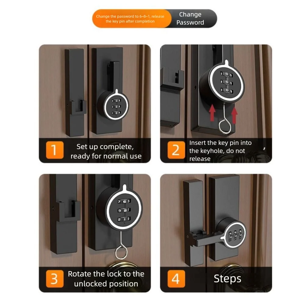 New Zinc Alloy Password Door Lock Luminous 3-Digit Password Security Door Buckle 180 Degree Anti-theft Sliding Door Lock Bedroom