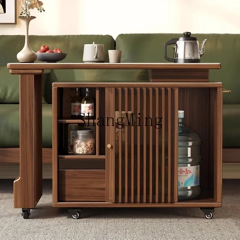 

ZYY Home Living Room Balcony Leisure New Chinese Tea Table Multifunctional Cabinet Solid Wood Revolving Coffee Table Chair