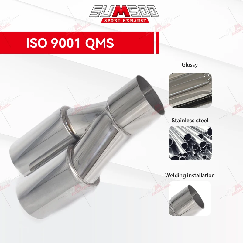 1 قطعة المزدوج الفضة الفولاذ المقاوم للصدأ اكسسوارات السيارات العالمي السيارات السيارات العادم تلميح أنبوب نهاية مزدوجة للديكور المعدل