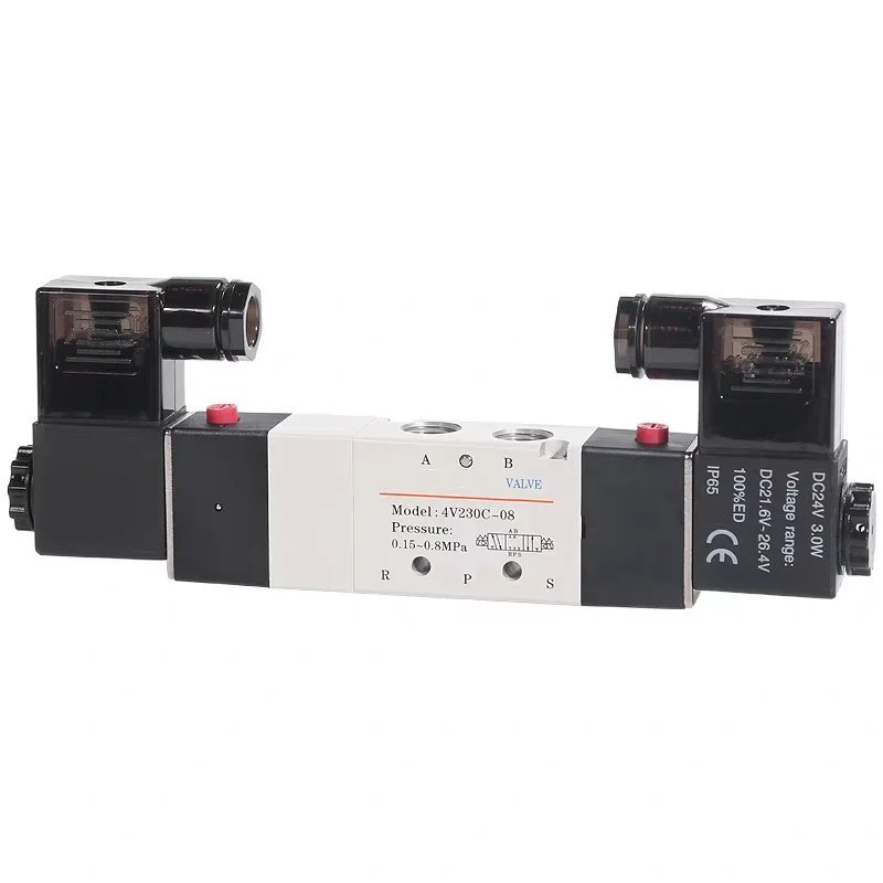 4V230C-08 4V230E-08 4V230P-08 5-ходовой 3-позиционный 1/4 "пневматический электромагнитный клапан DC12V DC24V AC110V AC220V