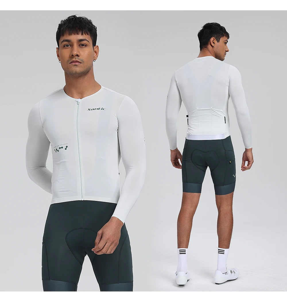 Santic Herren-Radtrikots, langärmelig, Fahrradtrikot, Sonnenschutz, atmungsaktiv, hochelastisch, für Outdoor-Training – Detail 11