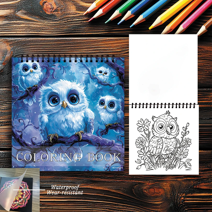 Owl Coloring Pages Book 22 Sheets 8.27x8.27 inches Perfect Gift for Family Relax