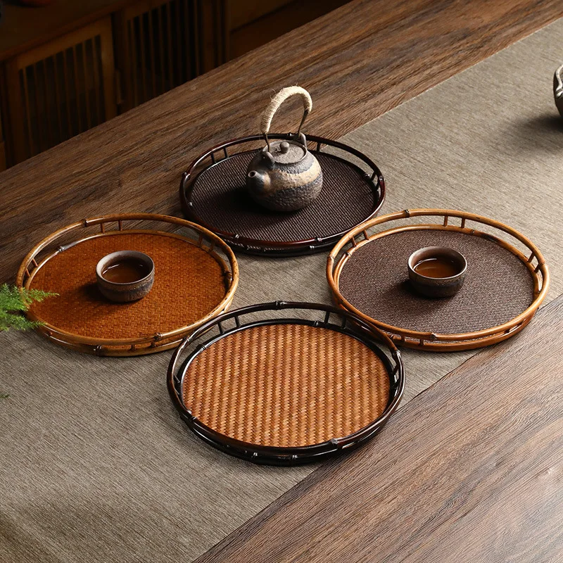 

Bamboo/rattan tea tray, hand-made bamboo pot made of Merced deer, rattan/Bamboo bottom, Chinese retro tray, Kung Fu tea set