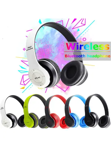 P47 Bluetooth 5.0 Wireless Headphone Foldable HIFI Stereo Bass Earphone Kid Helmet Gift With Mic USB Adaptor For iPhone Game
