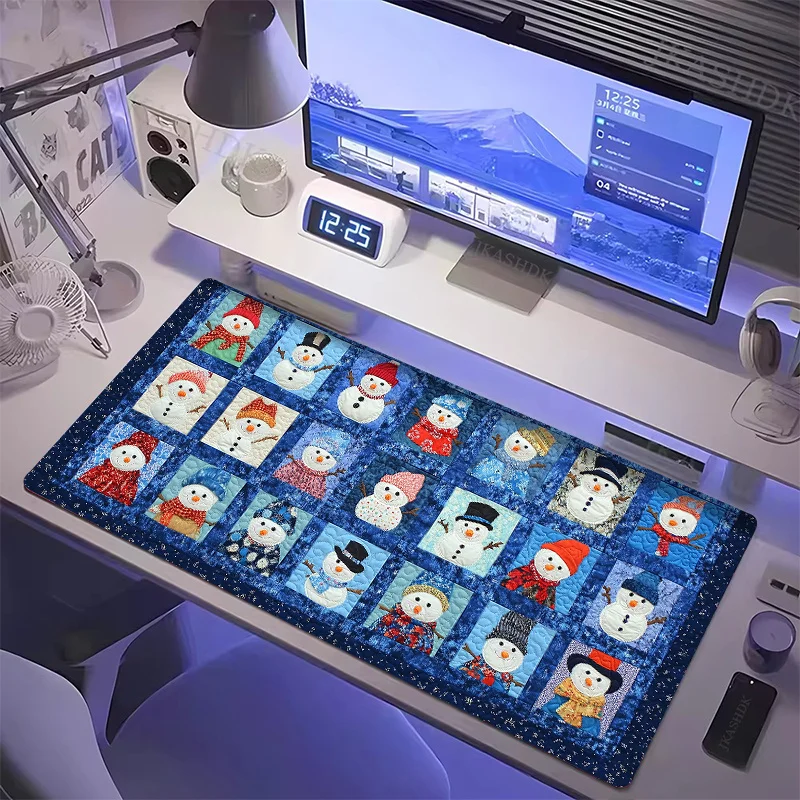 

The blue winter snowman-themed mouse pad with an anti-slip rubber base is durable and suitable for use in offices and by gamers