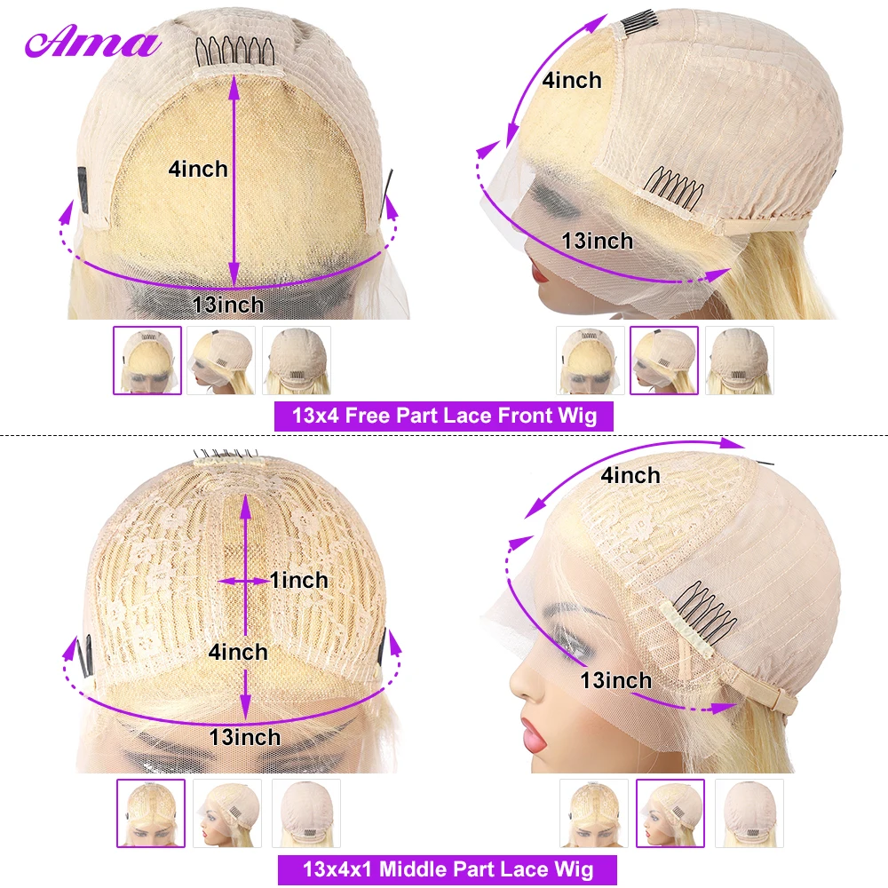 허니 블론드 브라운 레이스 프론트 인모 가발, 613 레이스 프론트 가발, 13x4 컬러, 여성용 인모 가발, 30 인치