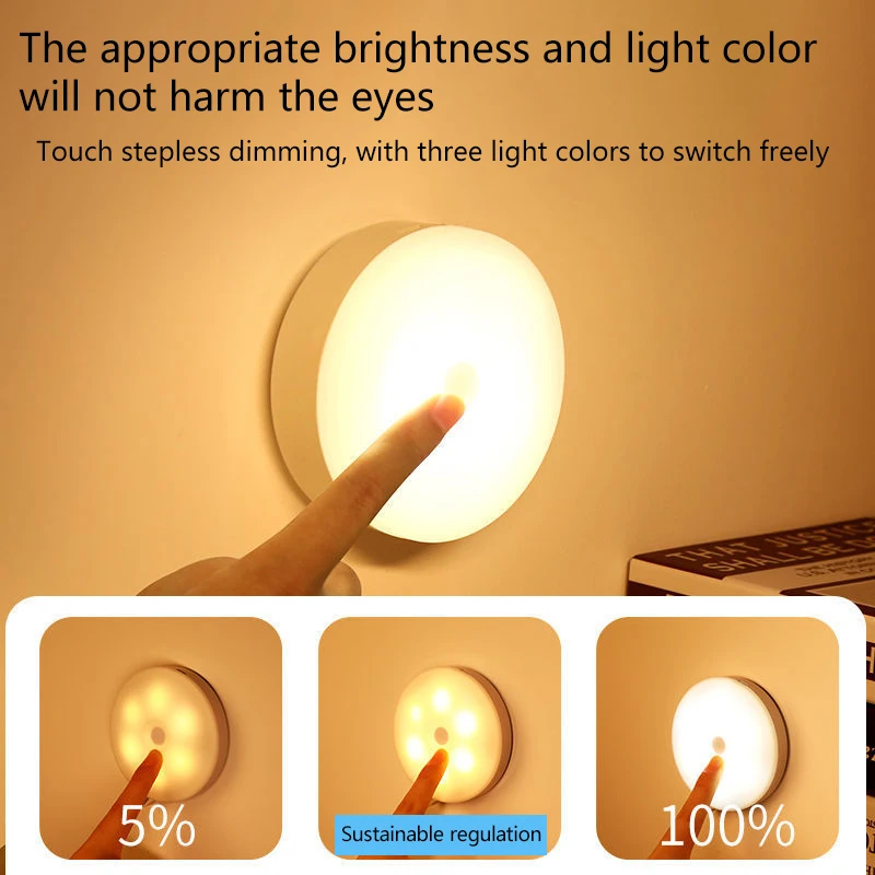 Fully automatic human-sensing night light with charging function for bedroom, bedside table, and toilet.