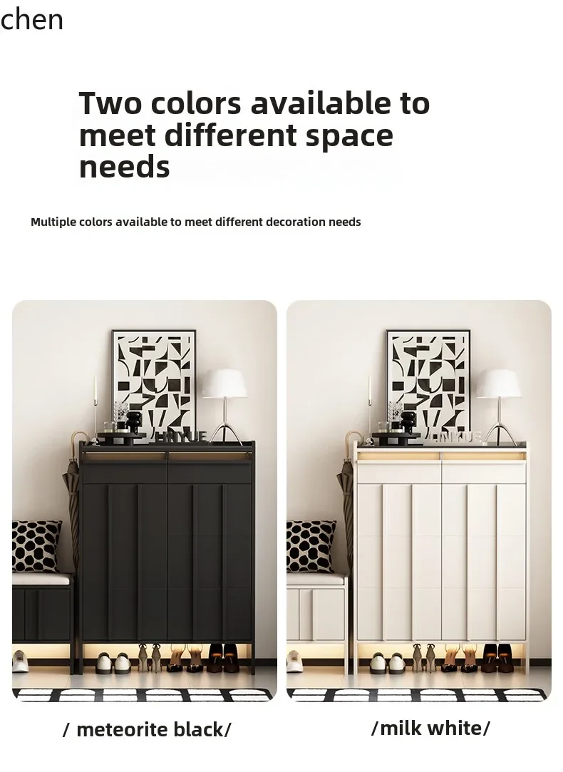 cream wind solid wood shoe cabinet rock slab household entrance foyer partition porch storage large capacity shoe cabinet