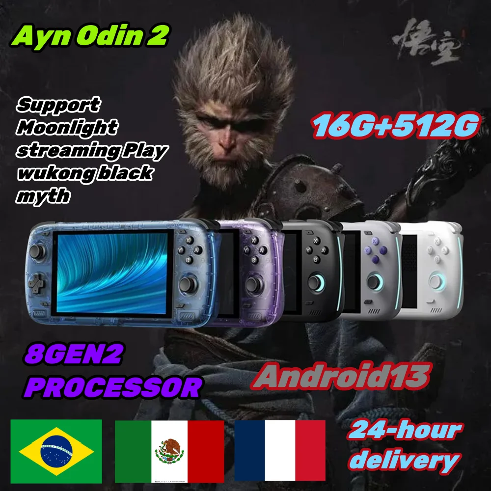 

Ayn Odin 2 Pro Retro Handheld Game Console Video Player 6 Inch Touch Screen Android13 16G+512G wukong black myth PSP PS2 Gift