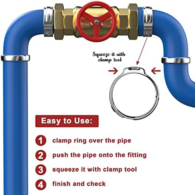 

100 упаковок 1/2-дюймовых зажимных колец Pex, обжимные кольца PEX из нержавеющей стали 304, зажимное кольцо для фитинга PEX для трубного фитинга PEX