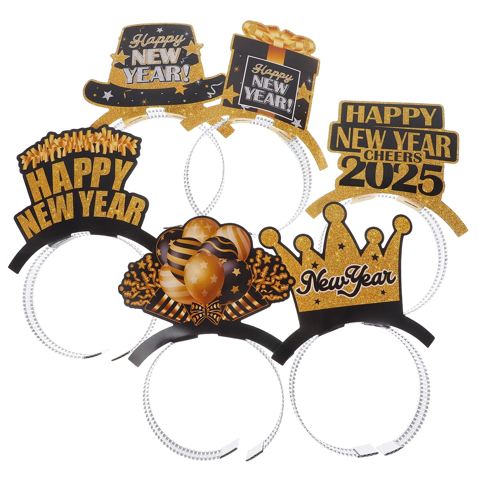 

6Pcs New Year Headbands 2025 Party Headdress Photo Prop Women Hair Clasp Festival Accessories New Year Headbands