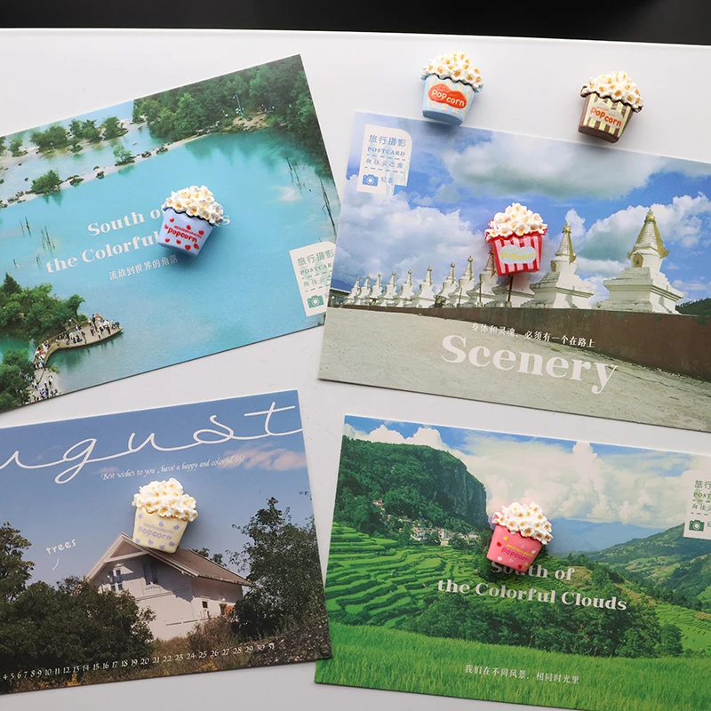 Mini Cute Popcorn Resin Fridge Magnets Strong Magnetic Sticker Push Pin Perfect for Refrigerator Whiteboard Photo Memo DIY Decor