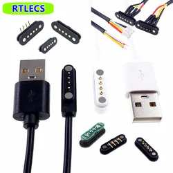 5 Sets Magnetic Usb Charging Cable Male Female Pogo Pin Connector 4 Position Power Data Magnets Contact Pad PCB Solder