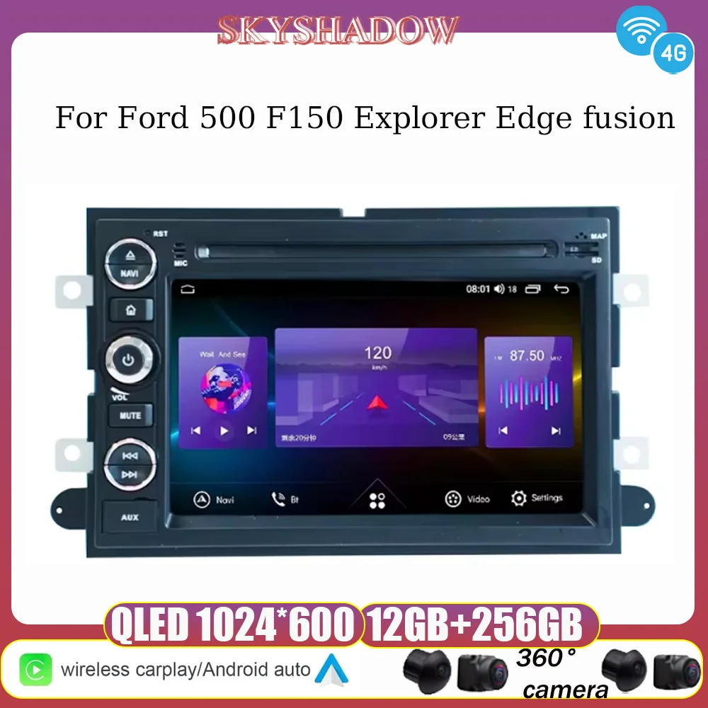 12G+256G Carplay Auto Android 13.0 4G LTE IPS Car DVD Player GPS Map WIFI Bluetooth Radio For Ford 500 F150 Explorer Edge fusion