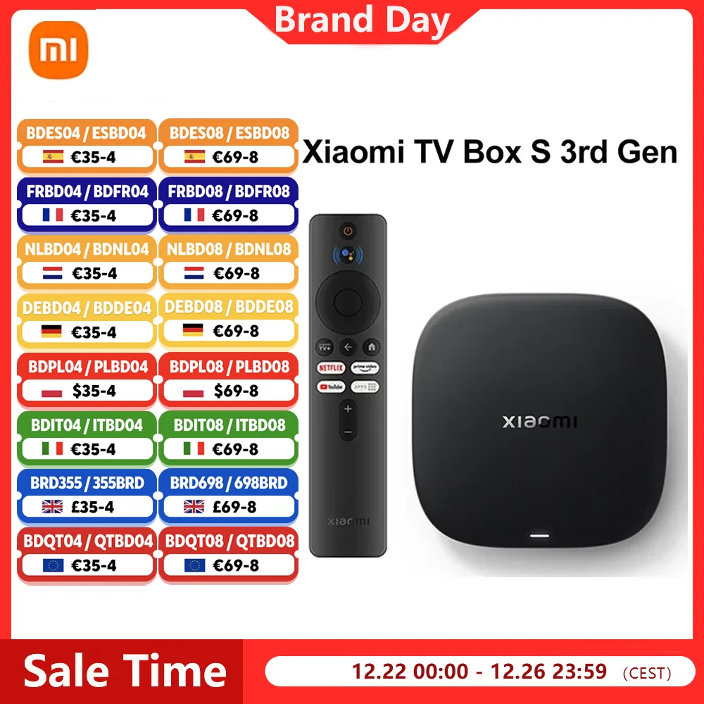 Xiaomi Mi TV Box S 3e génération Version mondiale 2G RAM 32G ROM 4K UHD Dolby Vision HDR10 + Google TV WIFI 6 BT5.2 Google Assistant