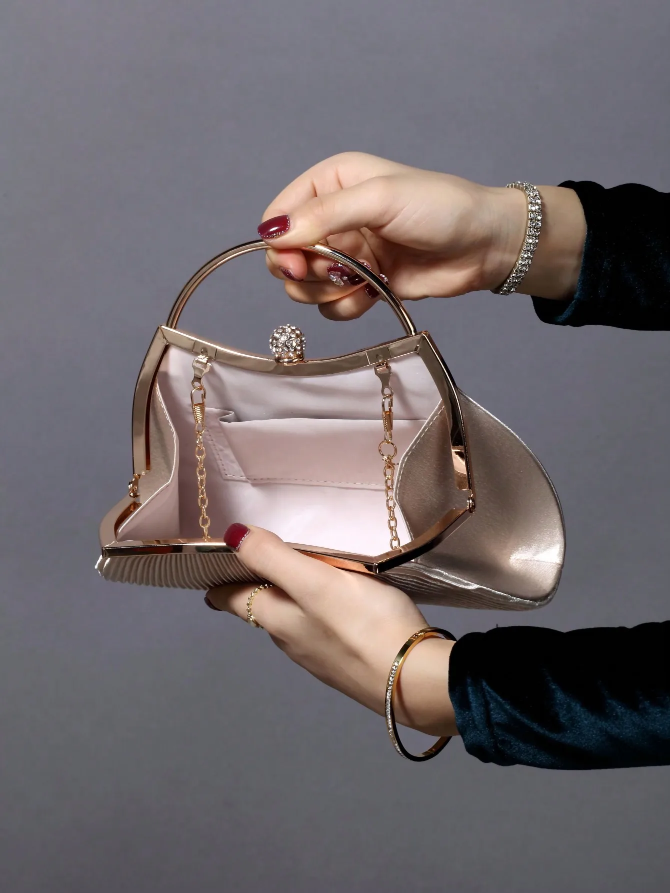 Embreagem metálica com strass brilhante: bolsa de noite elegante e brilhante, para festa/casamento/baile de formatura, combina com vestidos de férias/lantejoulas