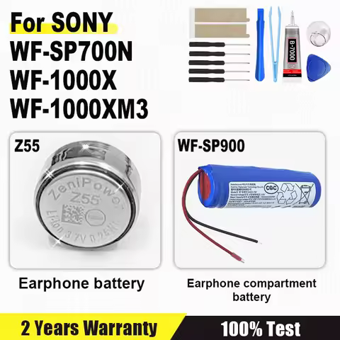 Z55 For ZeniPower Battery For Sony WF-SP900 WF-SP700N WF-1000X WF-1000XM3 TWS Earbuds Earphone CP1254 Battery + Tools