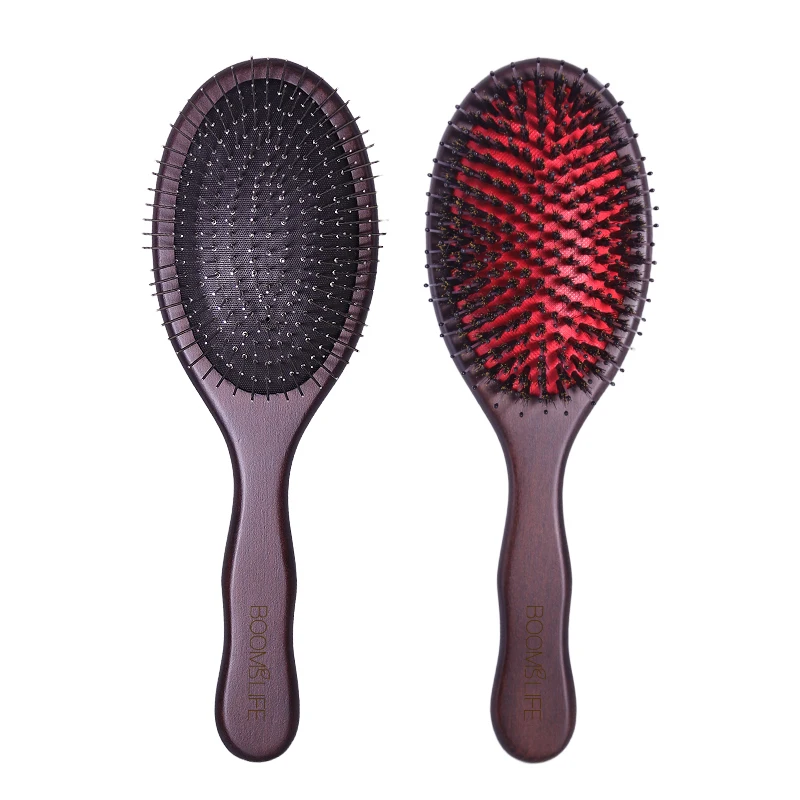 BOOMSLIFE Custom Scalp Massage Wood Hair Brush Women Comb For Hair Detangler Wood Hair Comb Curly Thick Long Hair Care Tool
