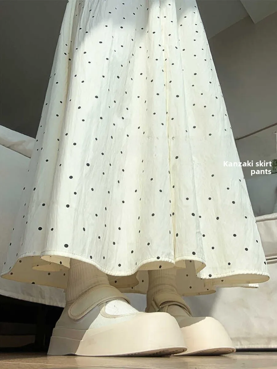 

plus Size Summer Thin Cotton Linen Wide Leg Pants Ice Silk Loose Drapey Polka Dot Harem Trousers for plus Size Women