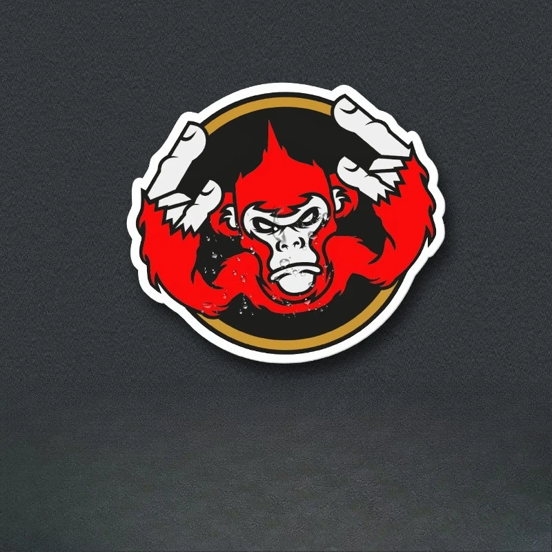 

1PC Red Gorilla Cool Circular Sticker Vinyl Adhesive Decal for Car Laptop Phone Decorative Waterproof