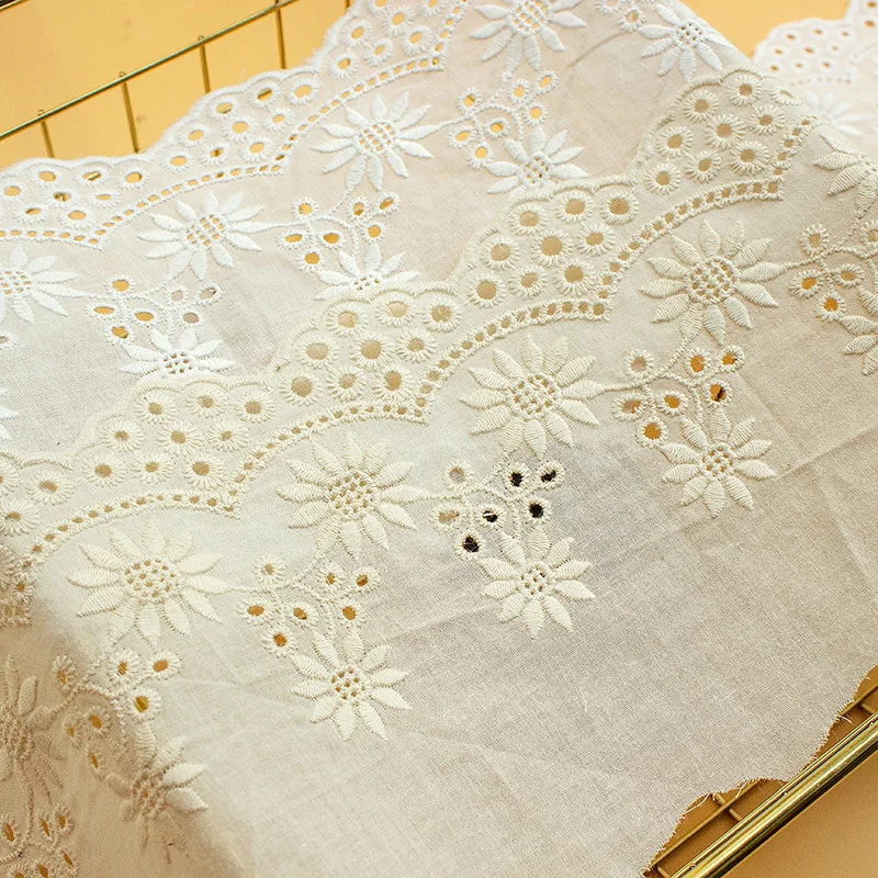 1 Meter Hollow Sunflower Lace Fabric Cotton Embroidery 14CM DIY Border Sewing Lace vestido Children\'s Clothing Accessories